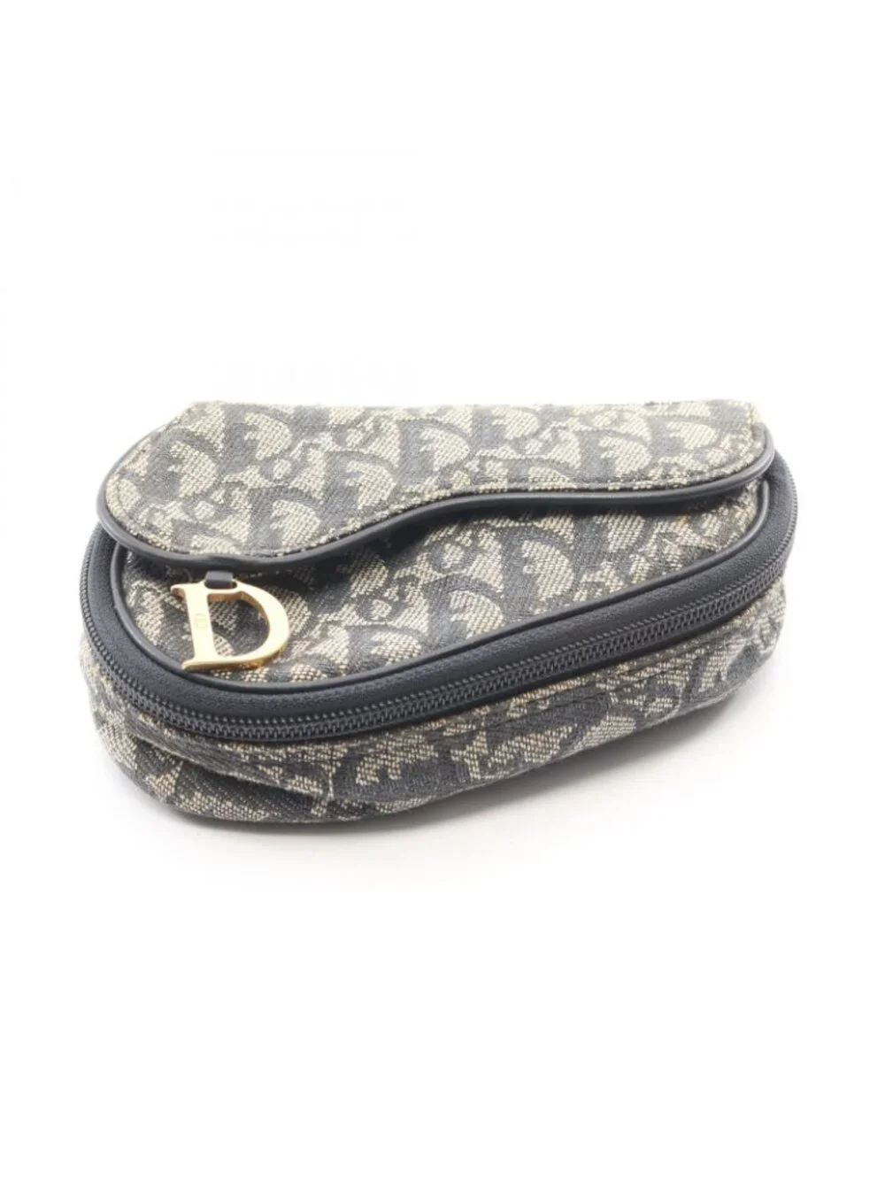 Dior Pouch Trotter Saddle Navy Canvas Leather